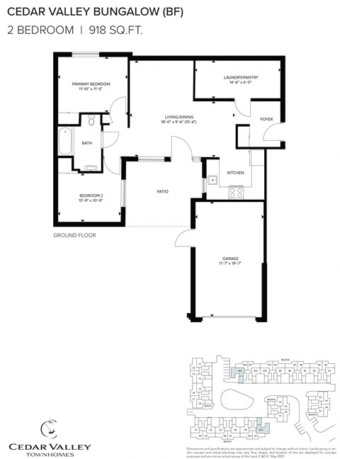 the floor plan of cedar valley bungalow
